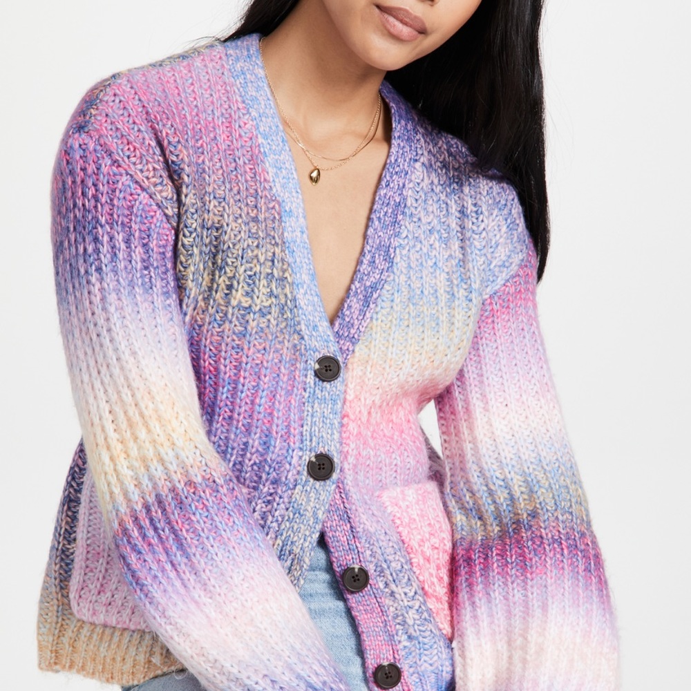BB Dakota Knit Right In Cardigan Sweater Pastel Ombré XS